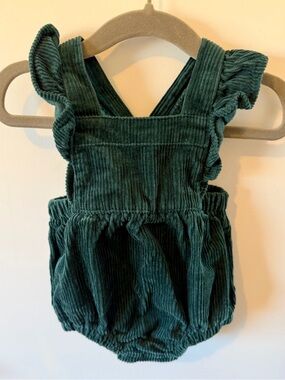 Baby Corduroy Ruffled Green Romper
